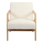 Armchair Garifa white fabric and legs in natural color 79x75x75cm - Image 4