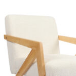 Armchair Garifa white fabric and legs in natural color 79x75x75cm - Image 6