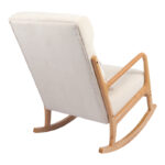 Rotating armchair Edeldy cream fabric and legs in natural color 102x66x99cm - Image 2