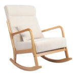 Rotating armchair Edeldy cream fabric and legs in natural color 102x66x99cm