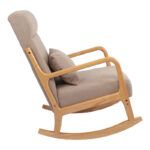 Rotating armchair Edeldy grey-beige fabric and legs in natural color 102x66x99cm - Image 3