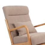 Rotating armchair Edeldy grey-beige fabric and legs in natural color 102x66x99cm - Image 6