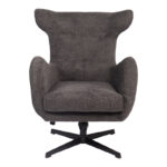 Swivel armchair Zefrina dark grey fabric and base in black color 82x77x99cm - Image 4