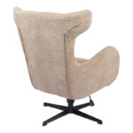 Swivel armchair Zefrina beige fabric and base in black color 82x77x99cm - Image 2