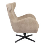 Swivel armchair Zefrina beige fabric and base in black color 82x77x99cm - Image 3
