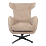 Swivel armchair Zefrina beige fabric and base in black color 82x77x99cm - Image 4