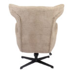 Swivel armchair Zefrina beige fabric and base in black color 82x77x99cm - Image 5