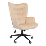 Lobima executive office chair, cream velvet, swivel, 71x68x104cm