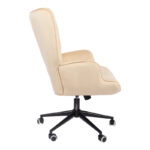 Lobima executive office chair, cream velvet, swivel, 71x68x104cm - Image 3