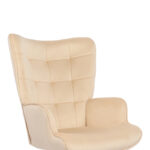 Lobima executive office chair, cream velvet, swivel, 71x68x104cm - Image 6