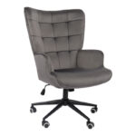 Lobima executive office chair, swivel, charcoal velvet, 71x68x104cm