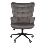 Lobima executive office chair, swivel, charcoal velvet, 71x68x104cm - Image 4