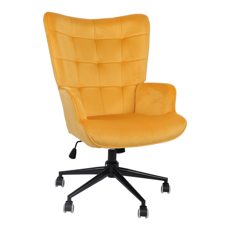 393-000022 Lobima swivel director's office chair yellow velvet 71x68x104cm - Image 1