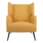 Armchair Mareta yellow fabric and legs in black color 83x80x99cm - Image 4