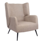 Armchair Mareta grey-beige fabric and legs in black color 83x80x99cm