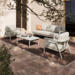 Marlena outdoor lounge beige aluminum with light grey fabric