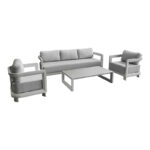 Jenora outdoor lounge beige aluminum with light grey fabric