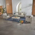 Feralda outdoor lounge beige aluminum-rope with light gray fabric