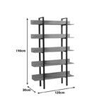 Bookcase Boderta in sonoma-black color 120x30x190cm - Image 4