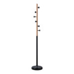 Coat rack Sinem metal in black-natural color D30x175cm