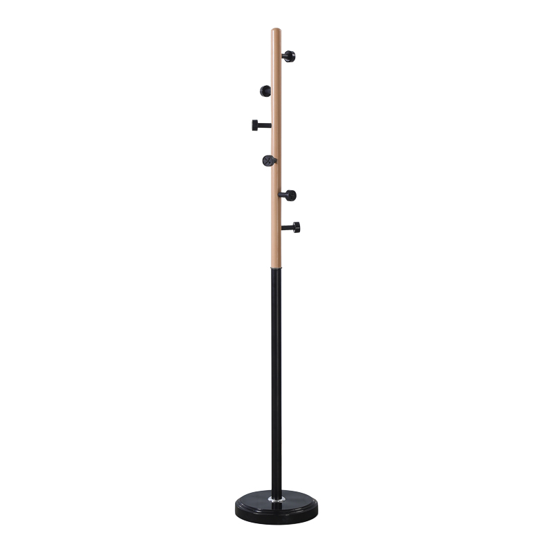 395-000009 Coat rack Sinem metal in black-natural color D30x175cm - Image 1