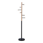 Coat rack Serea metal in black-natural color D30x175cm