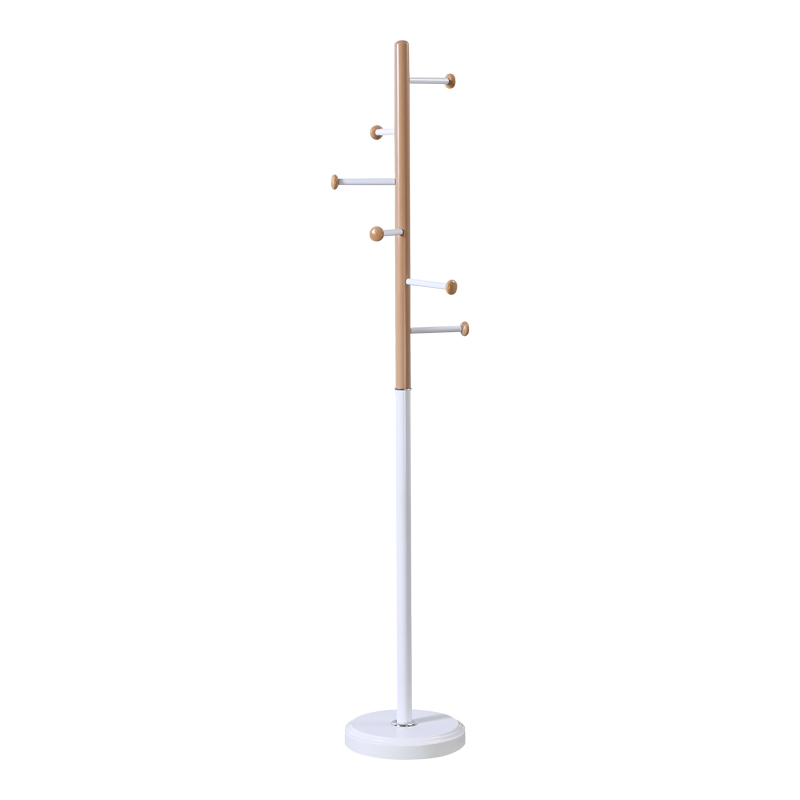 395-000015 Coat rack Serea metal in white-natural color D30x175cm - Image 1