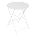 Bistro table metal folding in white color D60x71cm
