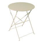 Bistro table metal folding in beige color D60x71cm