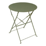 Bistro table metal folding in olive green color D60x71cm