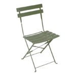 Bistro chair metal folding in olive green color 42x46x82cm
