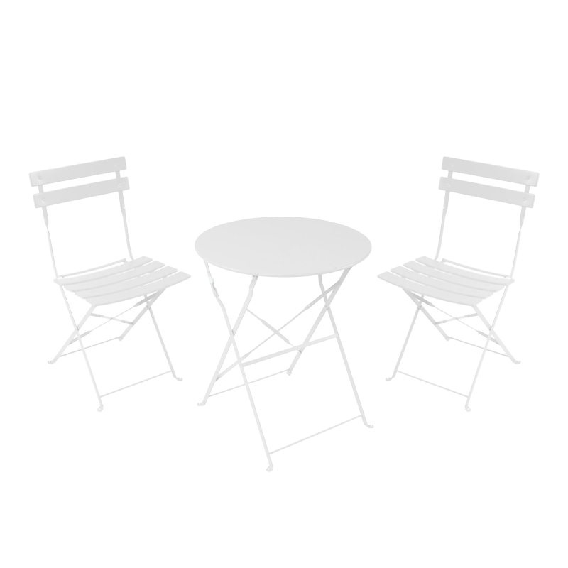 400-000014 Bistro dining table set of 3 pieces, metal, foldable, white color, Φ60x71cm - Image 1