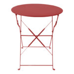 Bistro dining table set of 3 pieces, metal, foldable, terracotta color, Φ60x71cm - Image 3