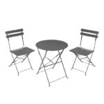 Bistro dining table set of 3 pieces, metal, foldable, anthracite color, Φ60x71cm
