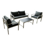 Gardenly lounge set 4pcs aluminum in white with beige cushions