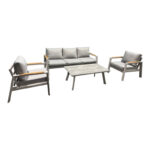 Aeria garden furniture set 4pcs aluminum in beige shade - teak - grey fabric