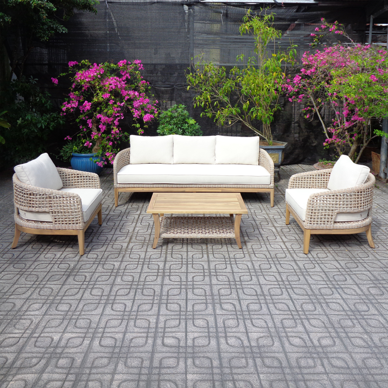 403-000001 Garden furniture Riviera 4pcs solid acacia wood-beige fabric - Image 1
