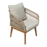 Armchair Macrena acacia wood-fabric in natural-beige color 65x72x78cm