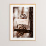 Wall art in frame Owlyne with digital print 33x1.5x48cm