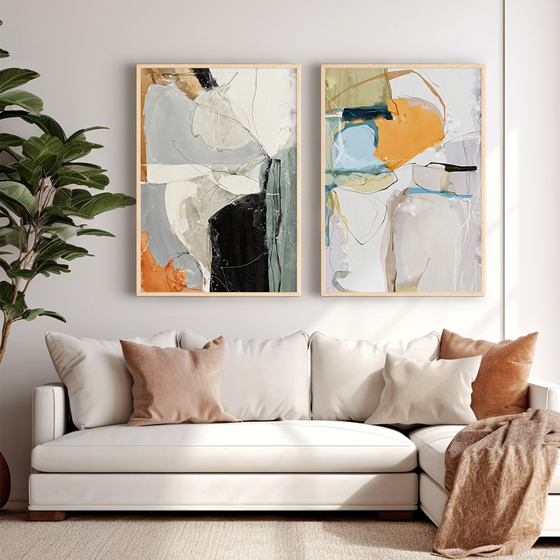 409-000133 Wall art in frame Nicosse diptyque with digital print 33x1.5x48cm - Слика 1