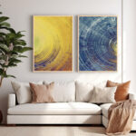 Wall art in frame Yeloblu diptyque with digital print 33x1.5x48cm