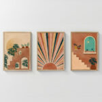 Wall art in frame Quesin triptyque with digital print 33x1.5x48cm