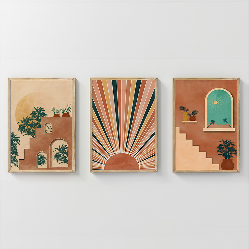 409-000195 Wall art in frame Quesin triptyque with digital print 33x1.5x48cm - Слика 1