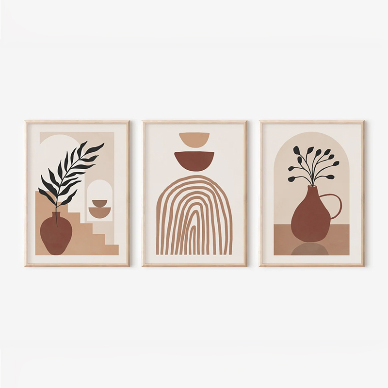409-000207 Wall art in frame Rendala triptyque with digital print 33x1.5x48cm - Слика 1