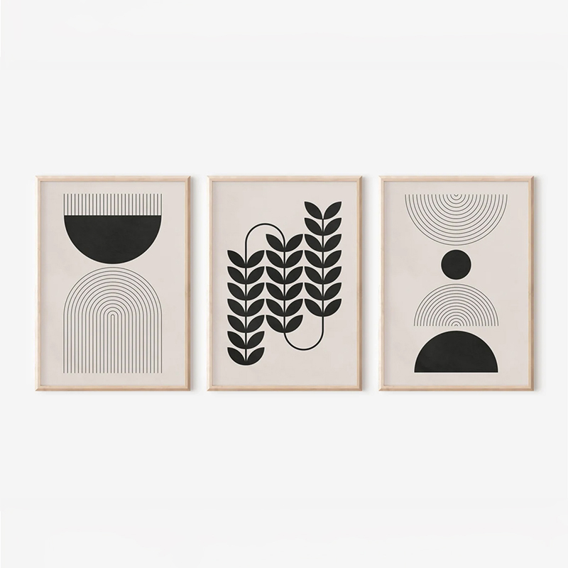 409-000230 Wall art in frame Vanta triptyque with digital print 33x1.5x48cm - Слика 1