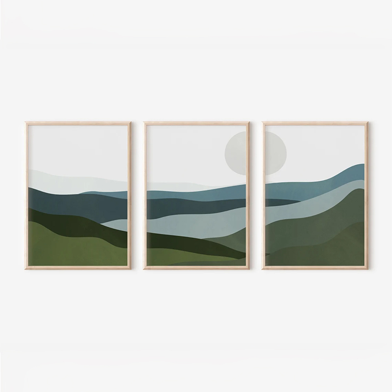 409-000233 Wall art in frame Orbis triptyque with digital print 33x1.5x48cm - Слика 1