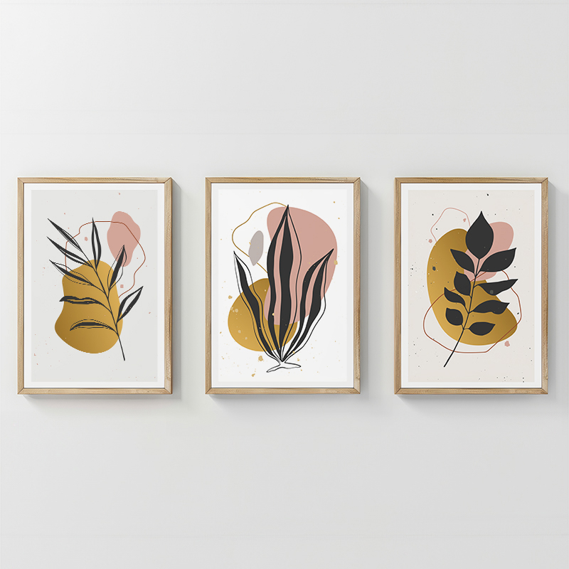 409-000240 Wall art in frame Kereby triptyque with digital print 33x1.5x48cm - Слика 1