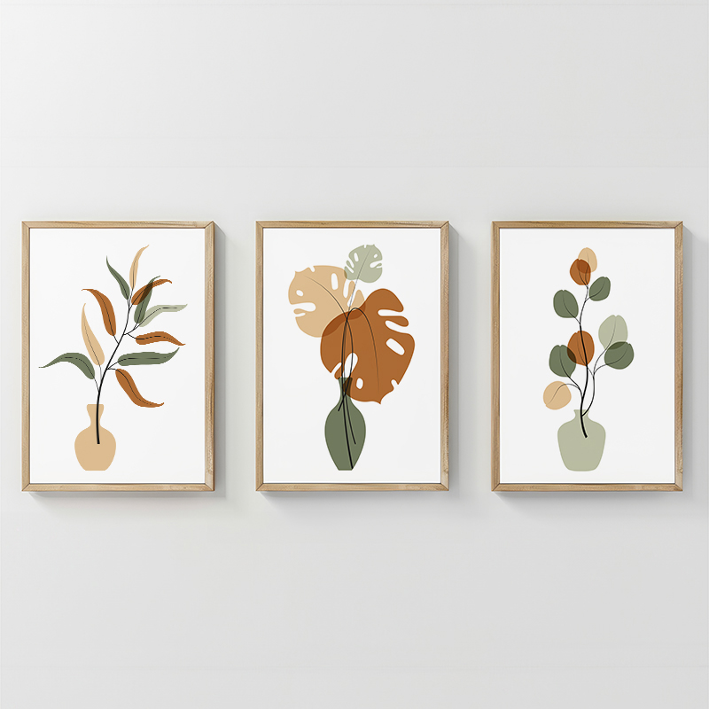 409-000242 Wall art in frame Aural triptyque with digital print 33x1.5x48cm - Image 1