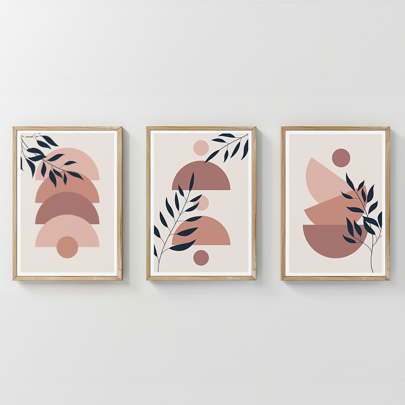 409-000243 Wall art in frame Elun triptyque with digital print 33x1.5x48cm - Слика 1