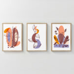 Wall art in frame Viora triptyque with digital print 33x1.5x48cm